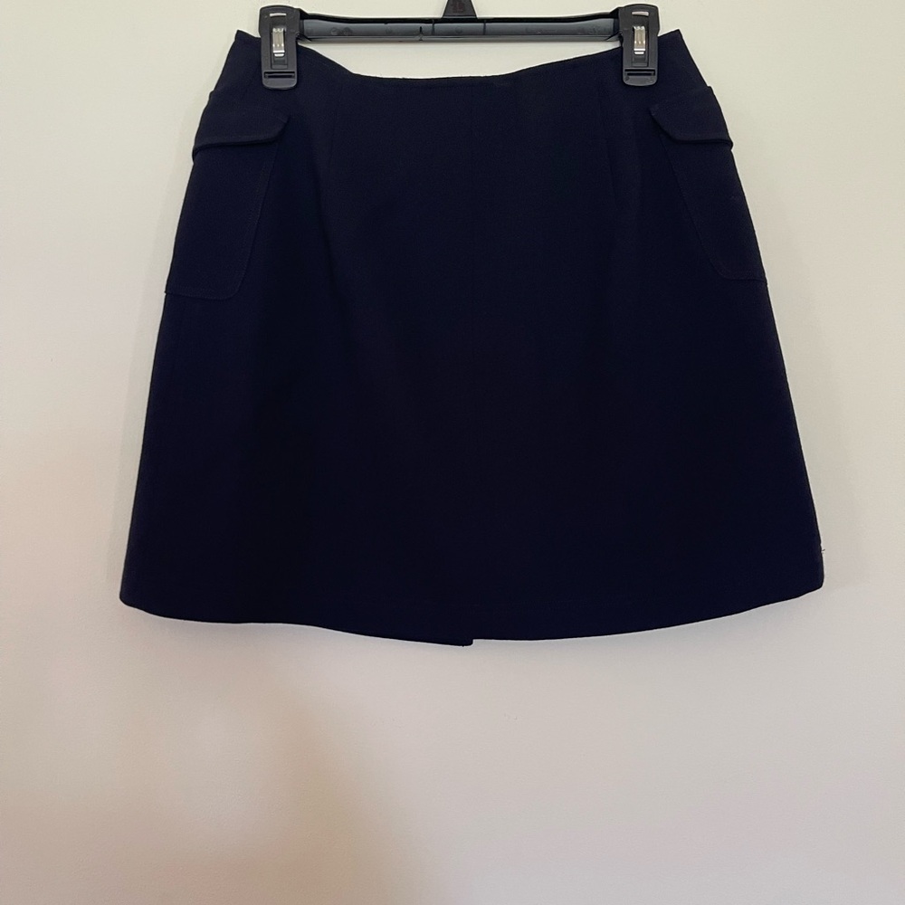 Vintage Ralph Ralph Lauren Navy Blue Double Breasted Mini Skirt 100% Wool Size 6 - Picture 4 of 11